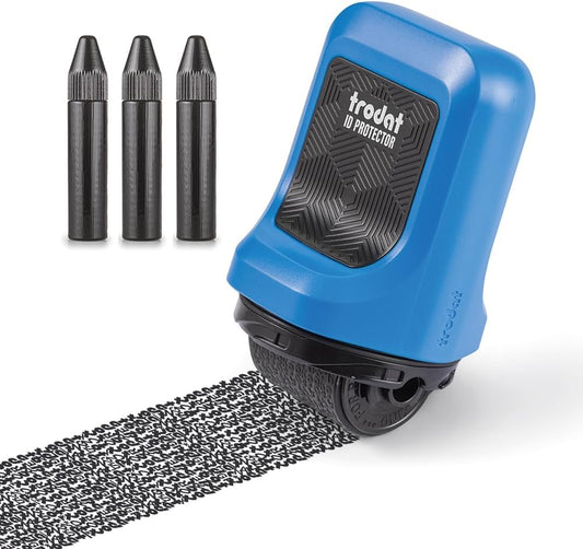 Trodat ID Protector Ink Roller – Identity Theft Protection Roller Stamp – incl. 3 Bonus Refill Inks