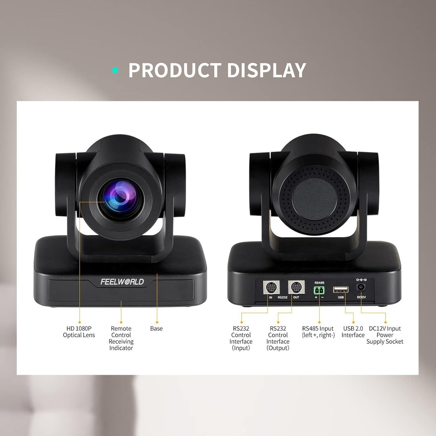 FEELWORLD USB10X USB PTZ Video Conference Camera with 10X Optical Zoom 1080P for Live Streaming Church Business Education Medical Conference Room Camera System