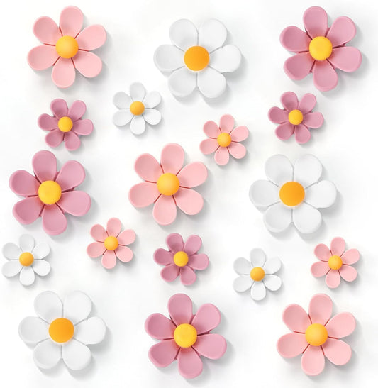 18Pcs Magnets Refrigerator,3 Colors 3D Cute Magnet, Resin Flower Decorative Magnets, Pink Fridge Magnet for Refrigerator Locker Whiteboard Office Kitchen(9 Small+9 Medium)