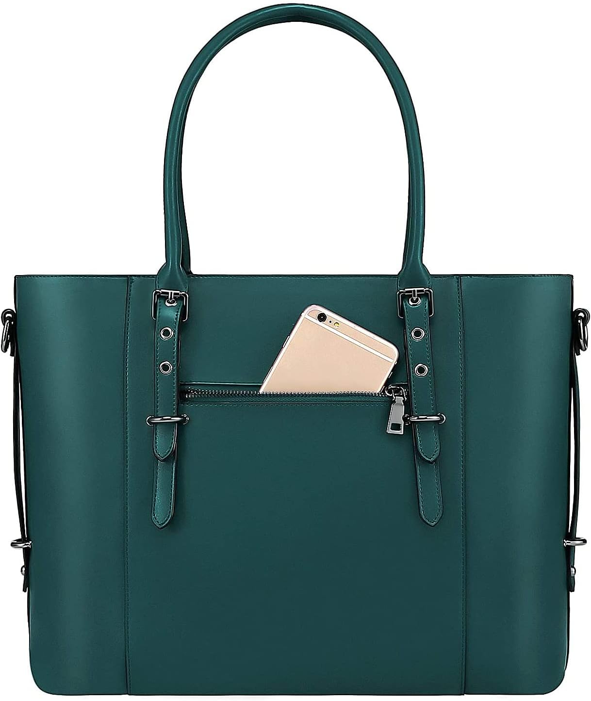 MOSISO PU Leather Laptop Tote Bag for Women, Waterproof Large Capacity Business Work Briefcase Shoulder Laptop Bag