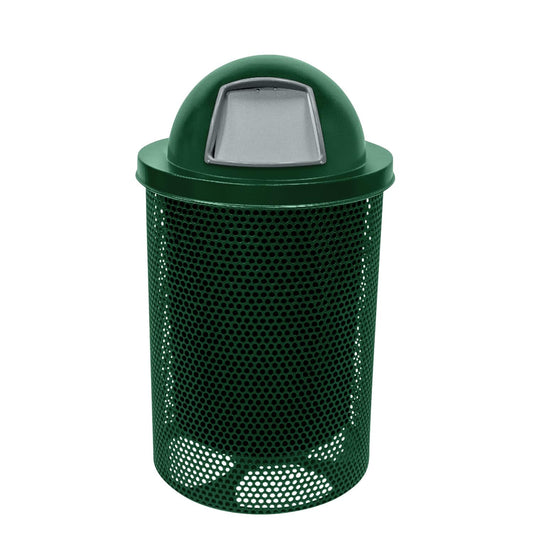 RDT-P-GRN Heavy Duty Round Trash Receptacle with Dome Top, Liner Included, 32 Gallon, Green, Made in America