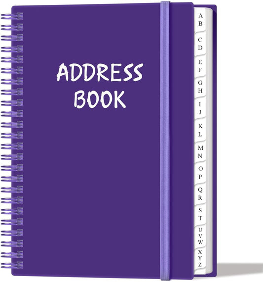 Address Book with Alphabetical Tabs - A5 Telephone & Address Book with Address Contacts, Special Date, Phone, Birthday & Internet Login Password for Home and Office, 6.2" x 8.5", Purple