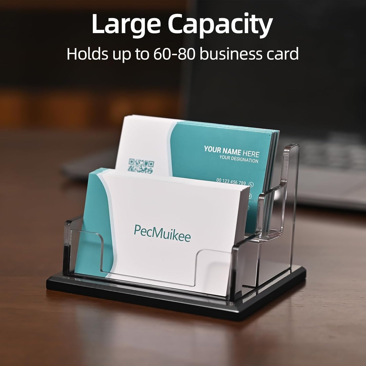PecMuikee Business Card Holder for Desk，Acrylic Business Card Display Stand,Multiple Business Card Holders for Office, Exhibition, Home, Restaurant 2 Slot 2 Tier