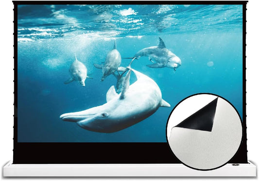 VIVIDSTORM-Movie Screen S 100 inch Motor Rollable Foldaway Portable Screen with White Cinema PVC, 4k 3D HD Gaming/Office Room,Compatible with Standard Projector,VWSDSTW100H