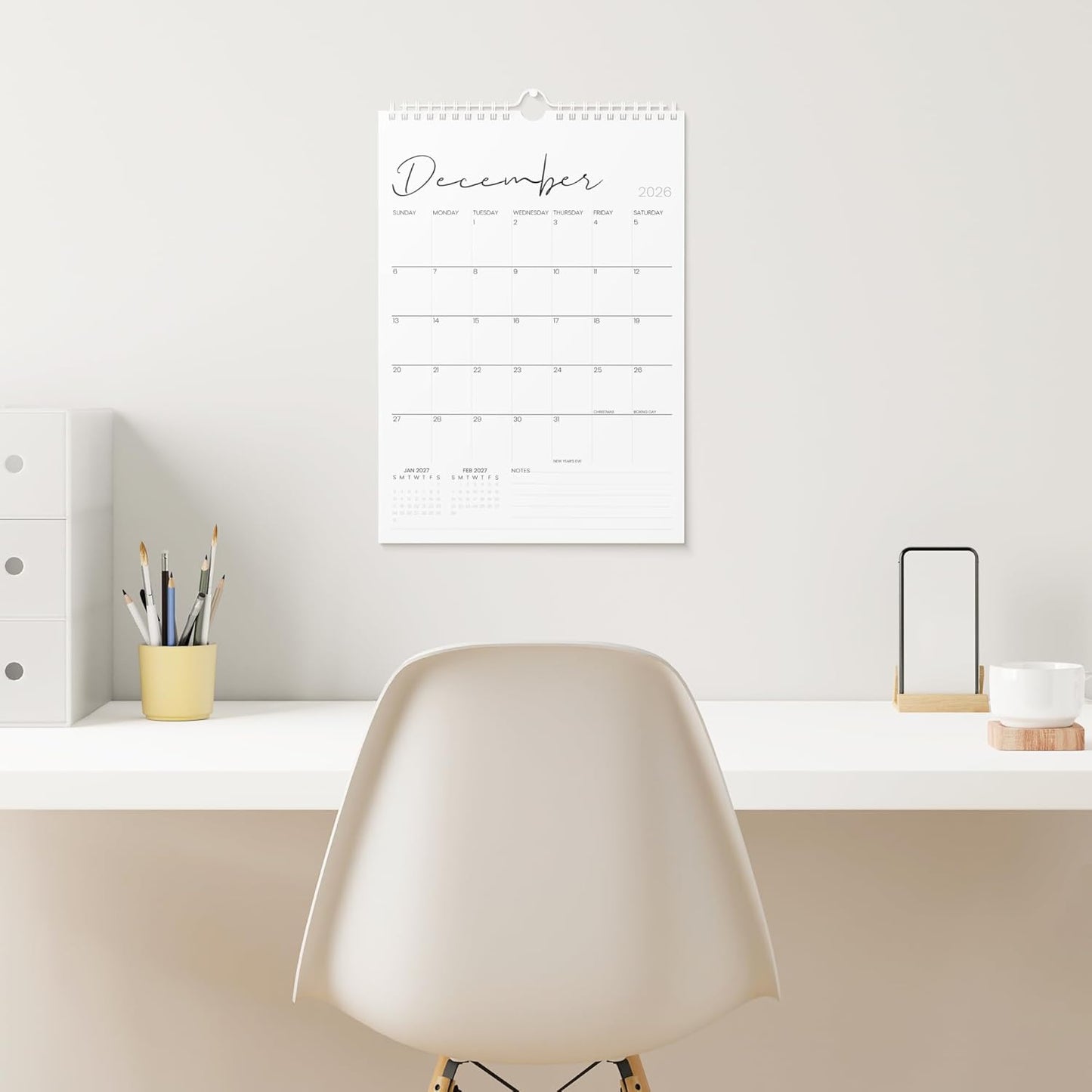 Karto Wall Calendar 2025-2026 - Vertical 11x17 inch July 2025 to December 2026 - Boost Your Productivity and Easy Planning with the Aesthetic Monthly Calendar - Cursive