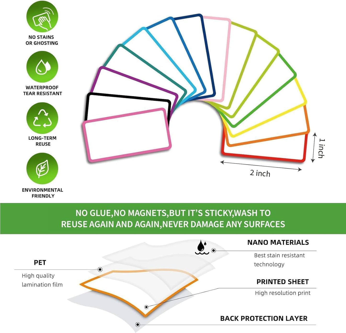 84pcs Dry Erase Labels Reusable Sticky Notes for Organizing Storage Jars All Purpose Use Label Stickers Removable Tags for Kitchen Office School Great Gifts Choice (1x2 Inches)