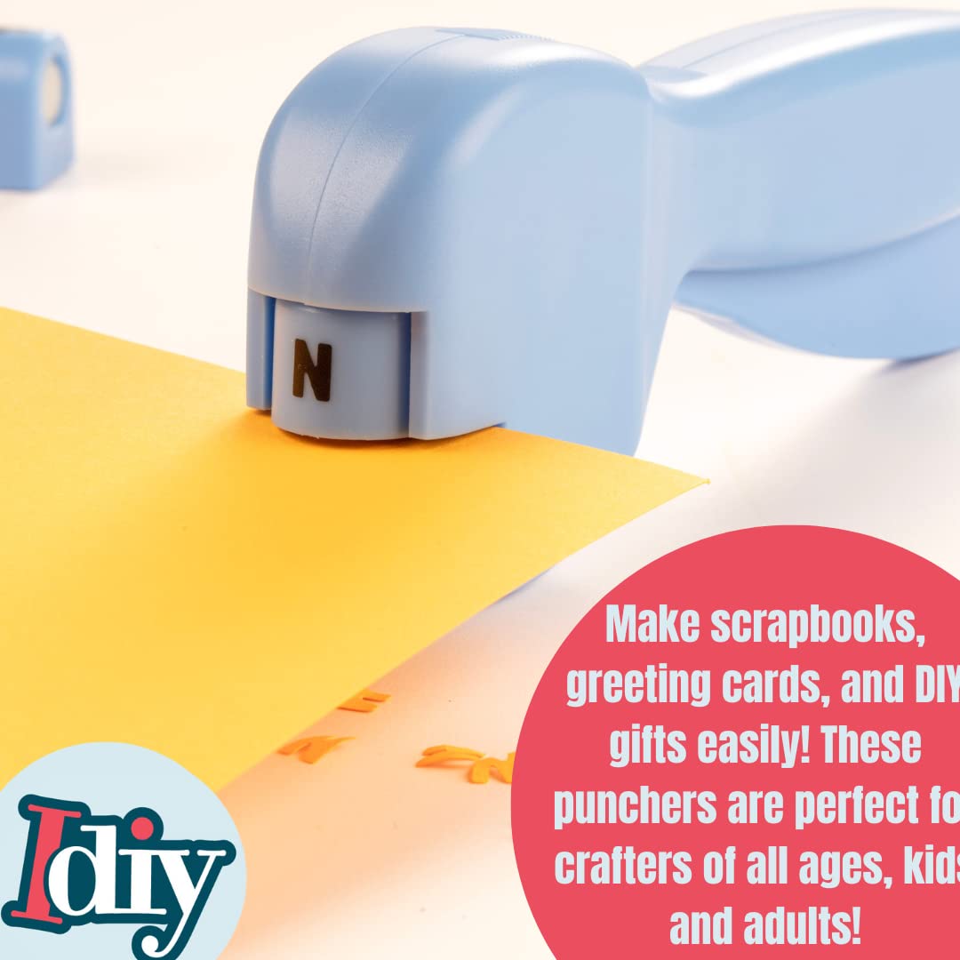 Letters and Numbers Paper Punchers- 37pc Mini Paper Punchers w Case & Punching Tool- Easy Use Hole Punch for Greeting Cards, Confetti, Scrapbooking, Arts & Crafts, School Projects for Kid & Adults