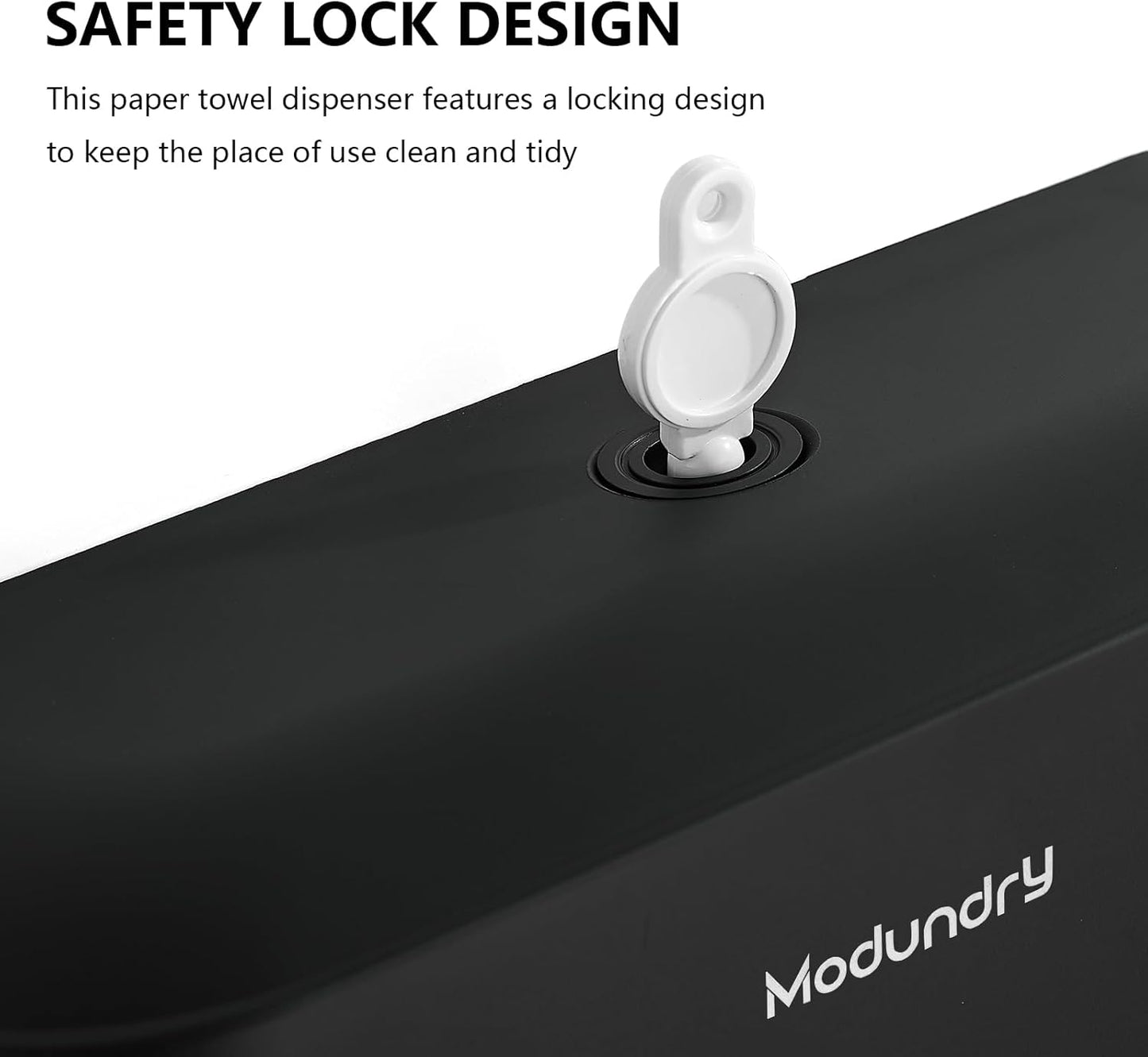 Wall Mount Paper Towel Dispensers, Multifold Paper Towel Dispenser with Smart Lock, Adhesive No Drilling Install, Hand Towel Holder for Home Bathroom,Restroom, Office (Black)