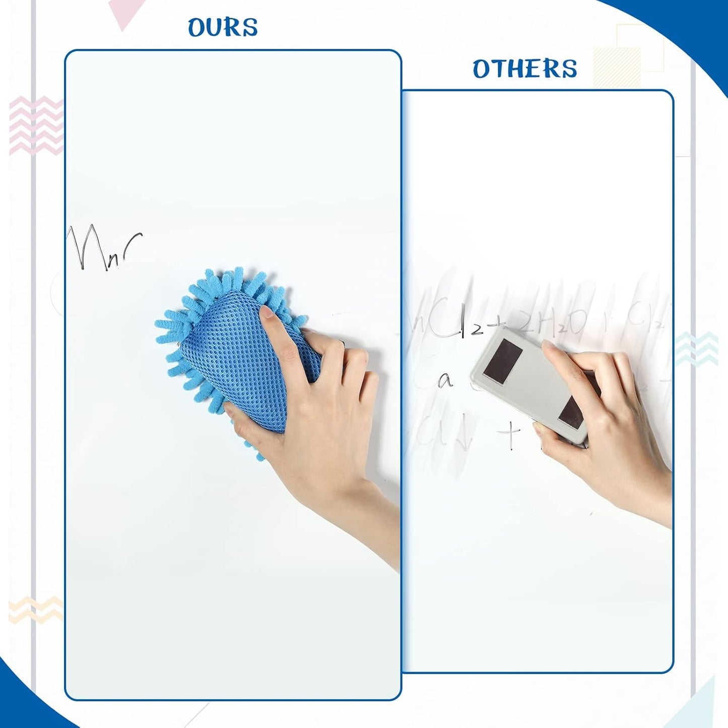 Sherr 24 Pcs Magnetic Whiteboard Eraser School Dry Erase Erasers Microfiber Shag Washable White Board Eraser for Chalk Classroom Home Office (Multicolor)