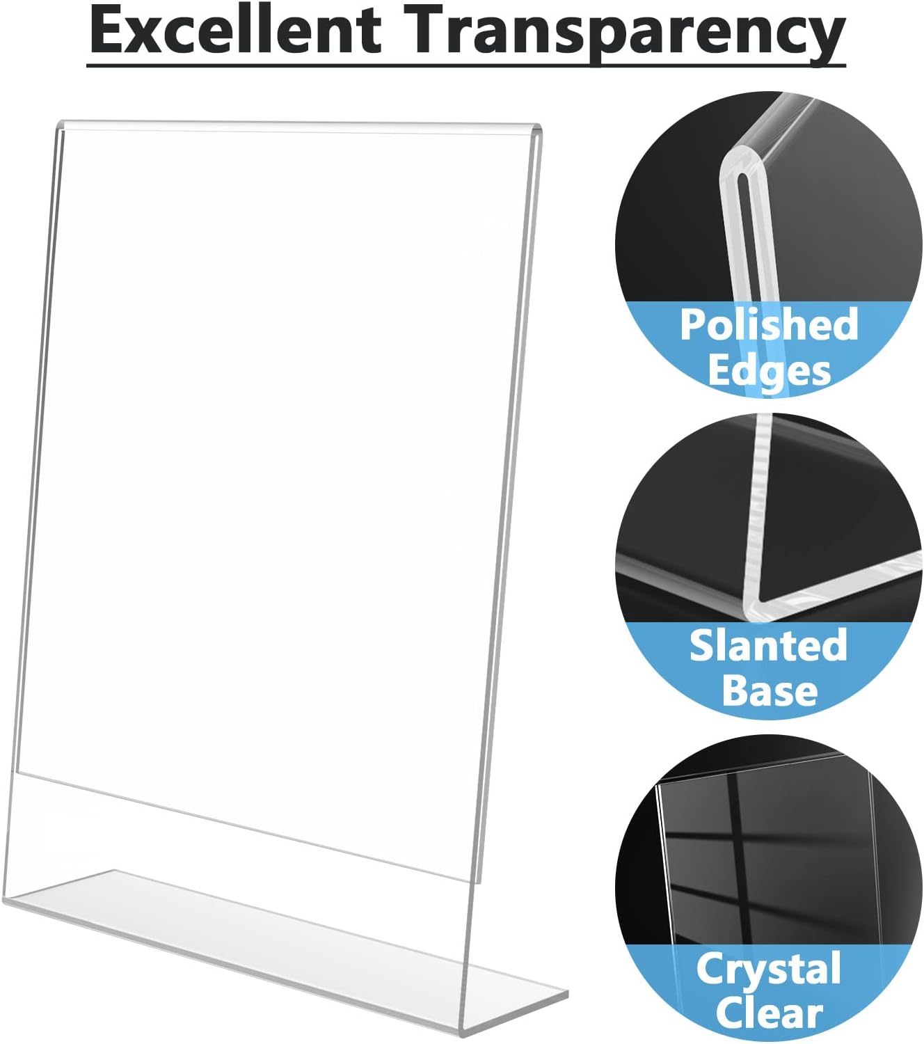 MaxGear Acrylic Sign Holder 8.5 x 11 Inches, Clear Sign Holders Plastic Display Stand Slant Back Countertop Display Picture Frames for Menus, Flyer, Use In Office, Store, 12 Pack