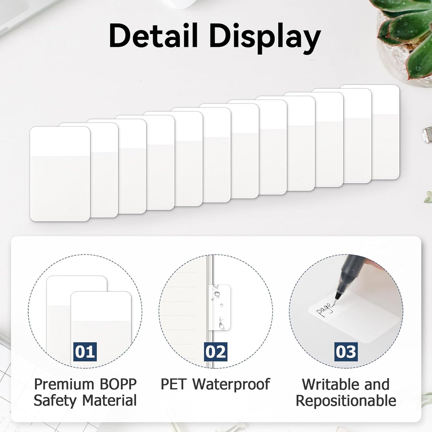 Sticky Index Tabs, Page Markers Writable File Tabs Flags for Notebooks, Binders, File Folders, Books 1.6 x 1 Inch, White (480 Pieces)