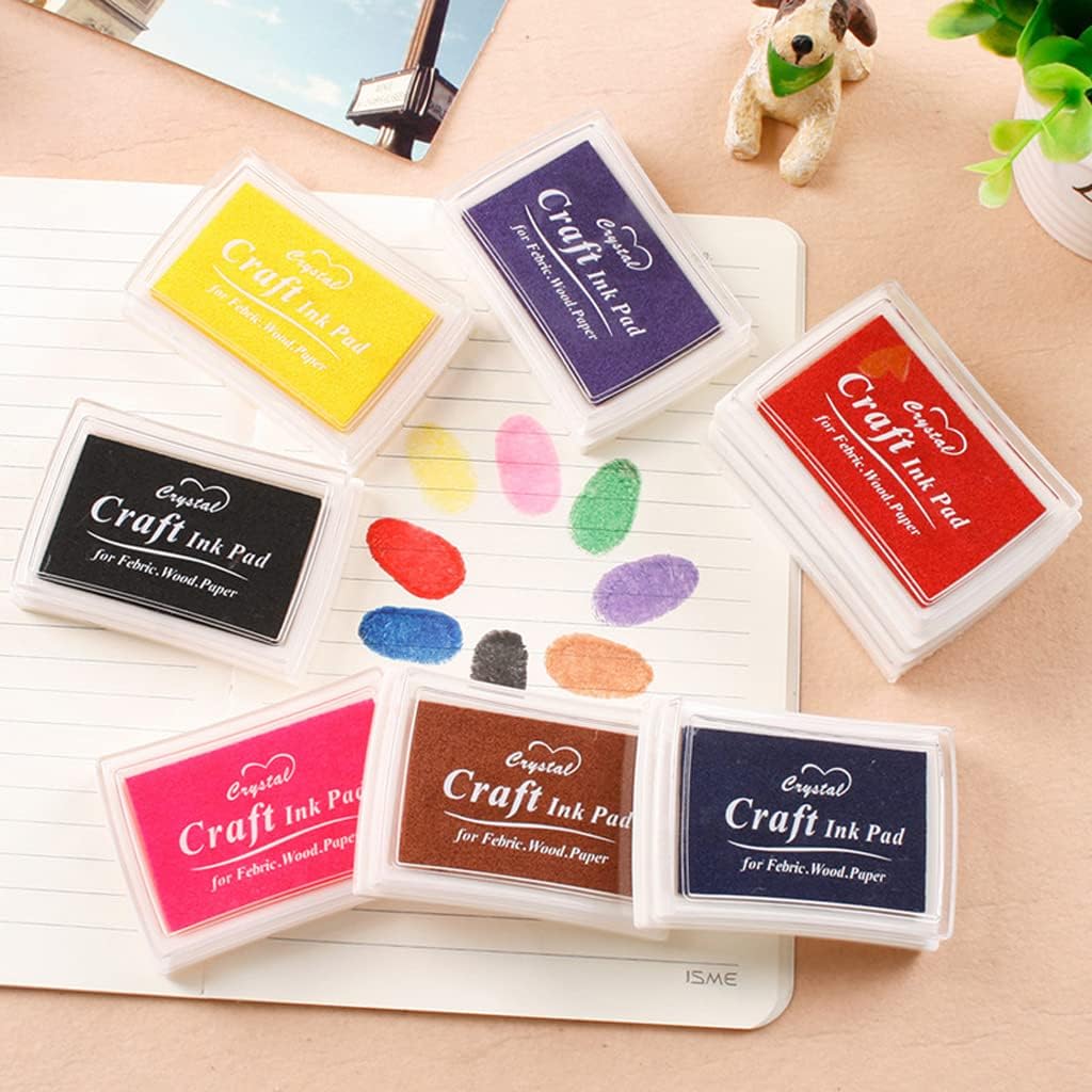 6 Pcs Craft Ink Pad, Washable Ink Pads for Kids Multicolor Ink Pads for Rubber Stamps, Paper, Scrapbooking, Wood Fabric, 6 Unique Pure Colors