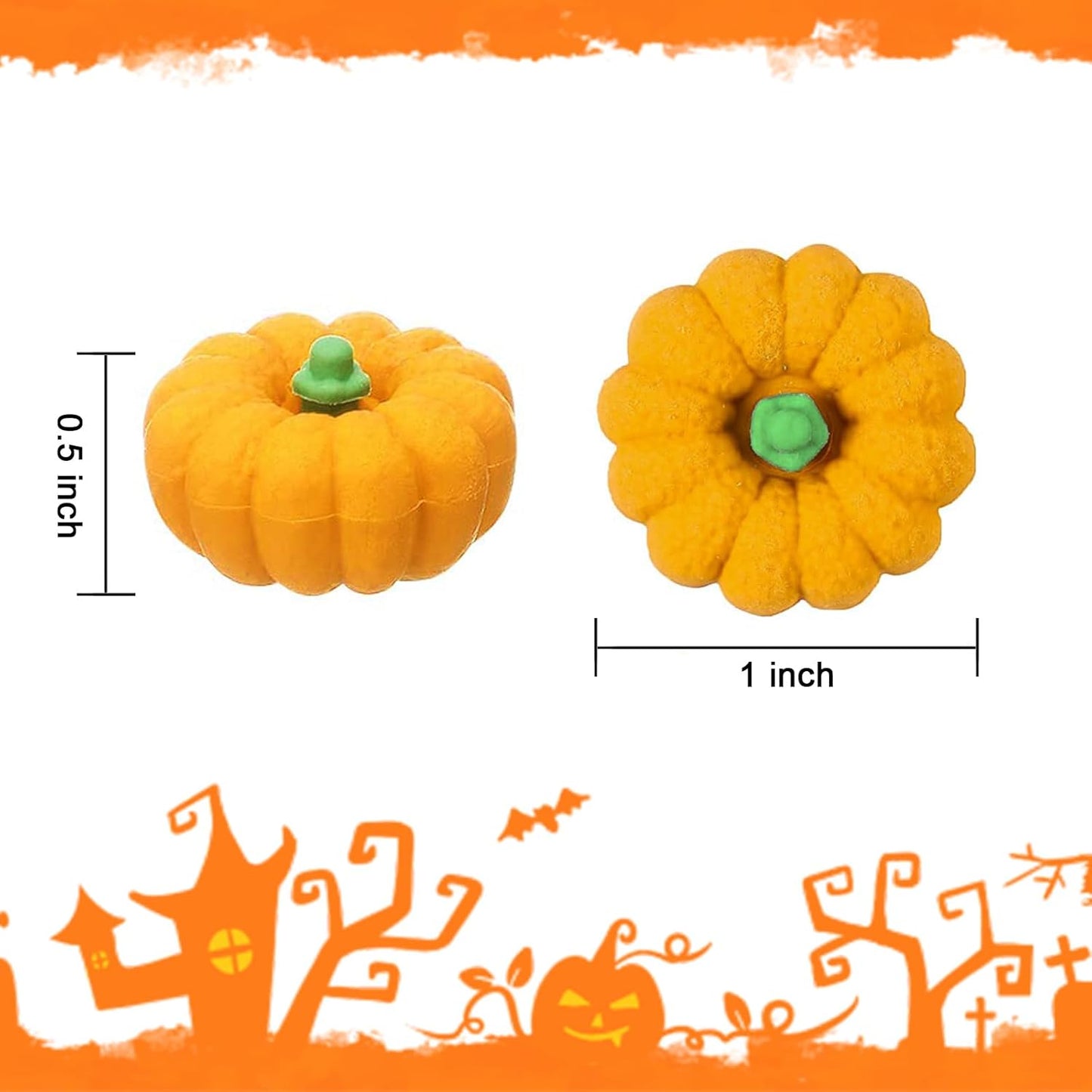 Pumpkin Erasers Bulk 100pcs Party Favors Mini Pumpkin Erasers for Children Students Back to School Gifts Classroom Counting Math Manipulative Counters Teacher Rewarding Gift
