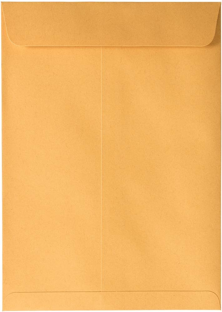 JAM PAPER 7 1/2 x 10 1/2 Open End Catalog Envelopes with Peel and Seal Closure - Brown Kraft Manila - Bulk 500/Carton