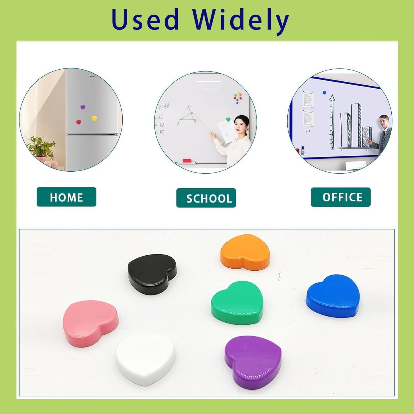 Fridge Magnets - 50 Pcs Mini Cute Magnets, Strong Heavy Duty for Whiteboard, Refrigerator, Locker, Kitchen, Office (10 Colors, Heart)