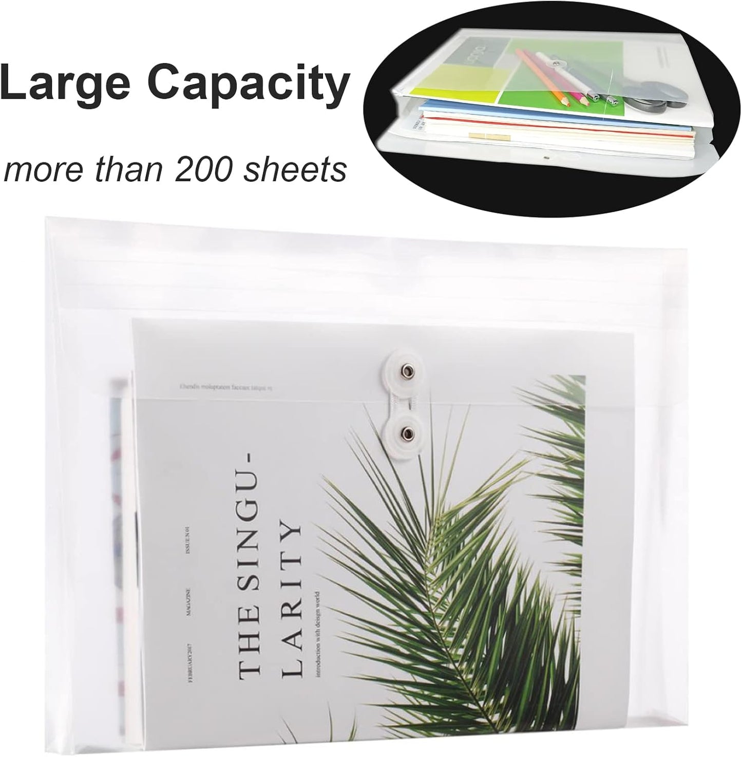 Yoeejob Plastic Envelopes Legal Size with String Tie Closure, Clear Poly Envelope Expandable Plastic Folders, Document Paper File Organizer for Home Work Office, 24 Pack, White