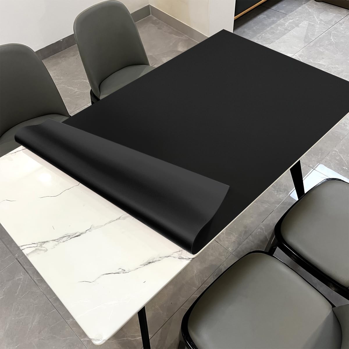 Dining Table Protector Pad for Dining Room Table - Can Be Used On Both Sides Waterproof and Easy to Clean Good Flatness Used for Dining Table(Black+Black 54x98)