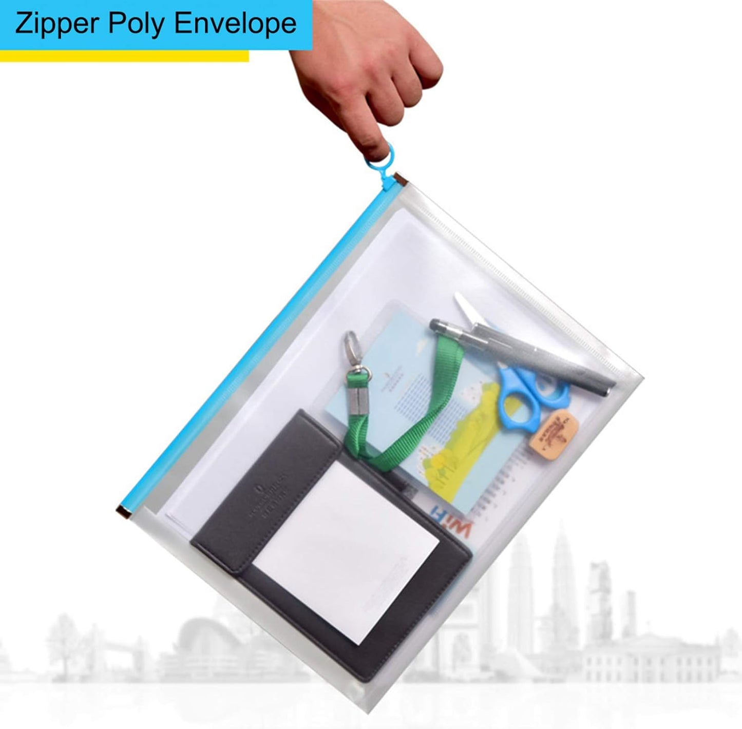 9x12 Clear Zip Plastic Envelopes File Document Paper Holder Pack of 24 (24 Pack)