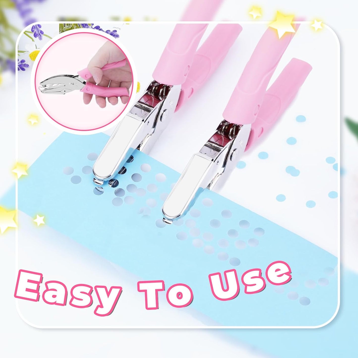 UCEC 3 Pack Circle Single Hole Punches, Small Hole Puncher, Paper Punches for Crafting, Hole Tag Puncher Set of School Supplies with Soft-Handled for Clothing Ticket DIY Craft Tags Scrapbook Tool