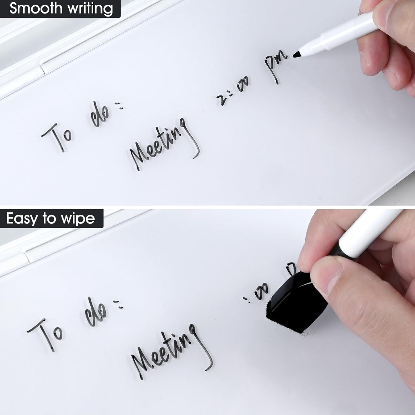 Varhomax Glass Desk Whiteboard with Calculator, Desktop Dry Erase White Board with Storage, to Do List Memo Notepad for Home and Office