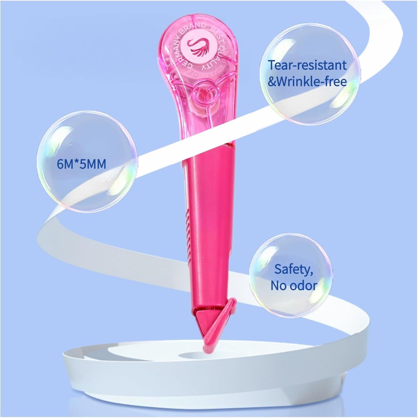 19.69ft Correction Tape Pen, 5-Count Pack, Dry Instantly, Stretch Resistant, not Easy to Break, as Smooth as Writing, Perfect for School, Office Supplies, Black White Red Yellow Blue