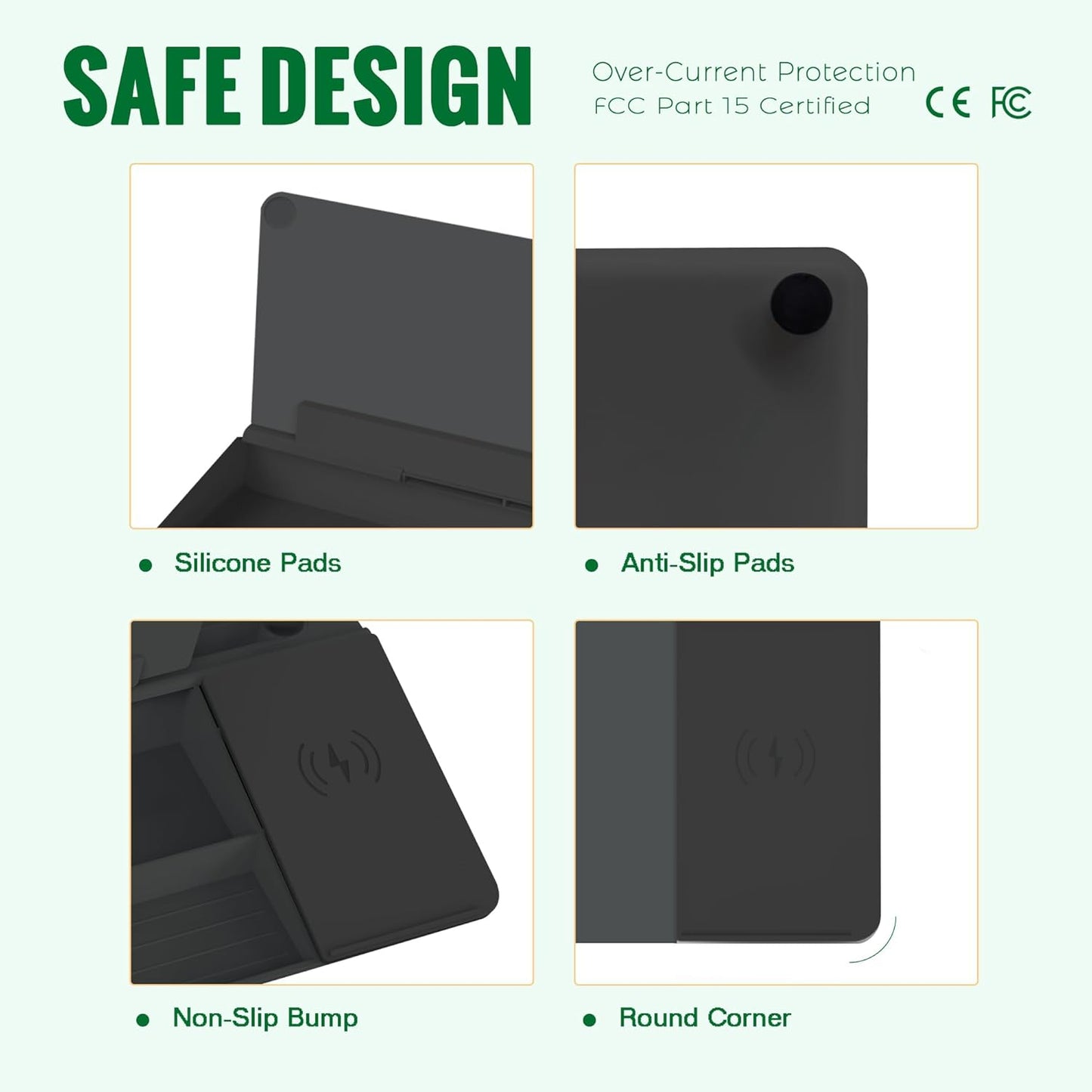 SELEAD Desktop Glass Whiteboard with Wireless Charger Station, Dry Erase Board Computer Pad Keyboard Stand with Organizer for Home, School, Office Desk Accessories, Black