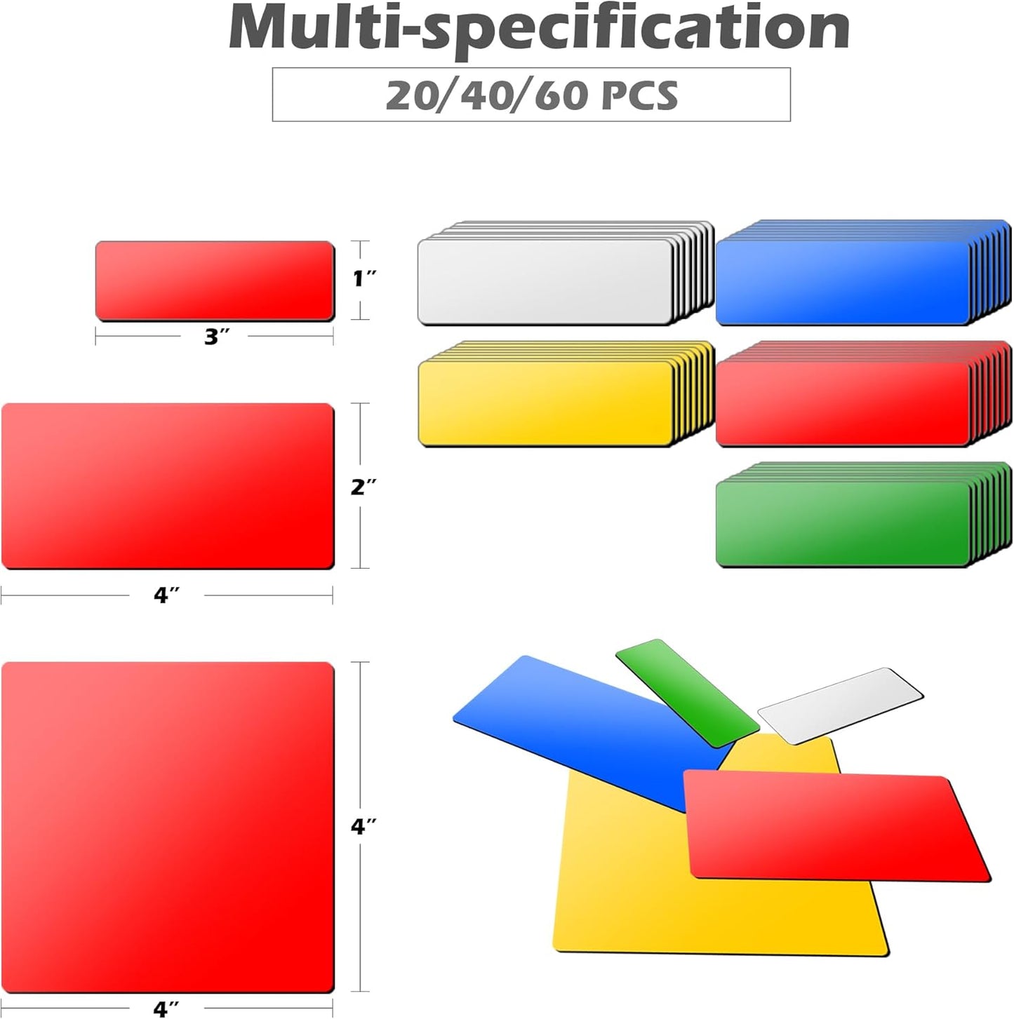 Realth Dry Erase Magnetic Labels Blue (4'' × 4'' 20 Pcs),Blank Reusable Magnet Stickers, Magnets for Whiteboard, Washable Magnetic Sheets, Magnetic Sticky Notes for Classroom Fridge Office
