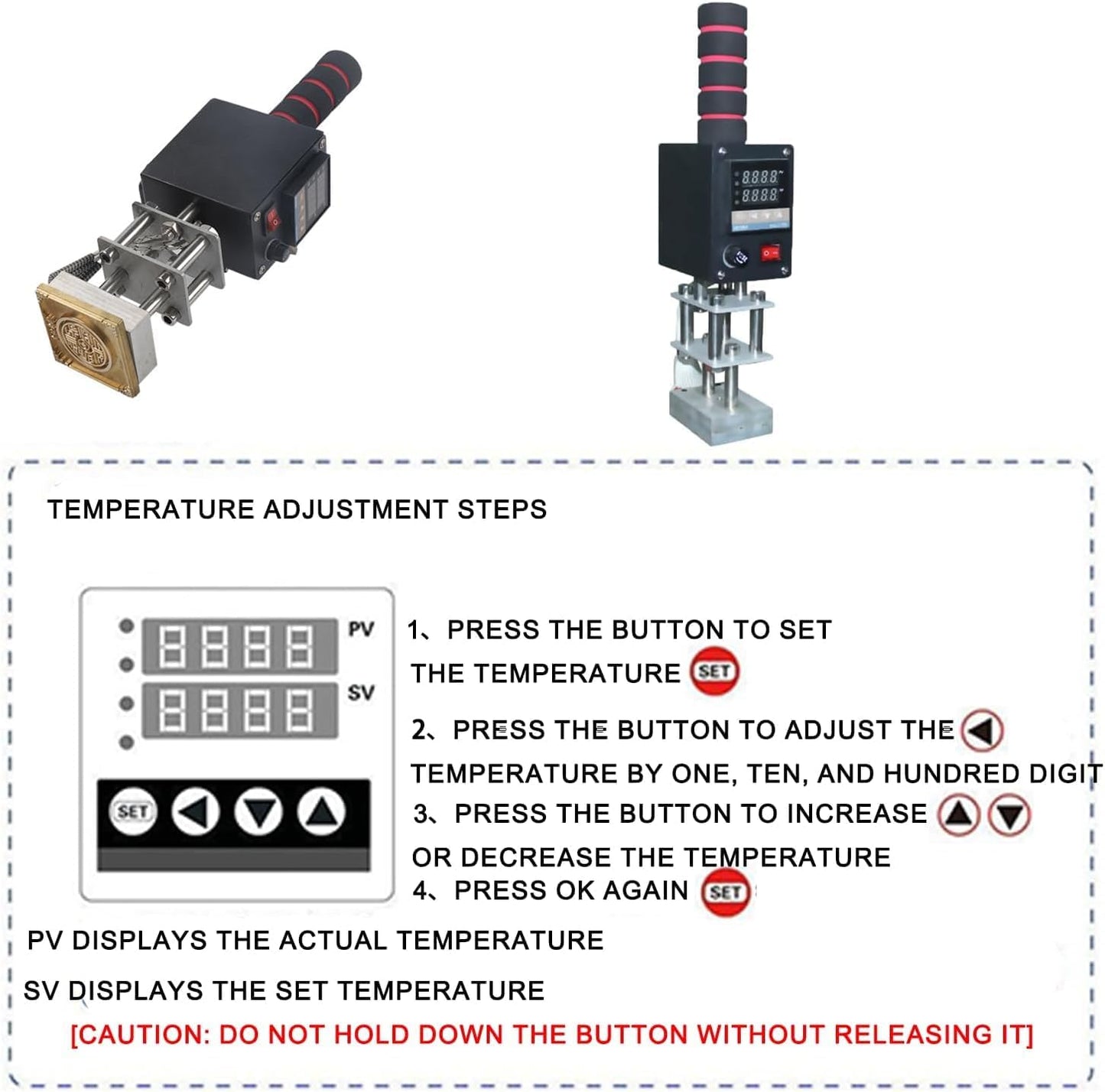 Embossing Machine, 110V 500W Handheld Portable Hot Stamping Branding, Machine Heat Press Digital Leather Tool, Paper Wood Custom Logo Food Foil Stamp Printer (Precise Location 8-10cm)