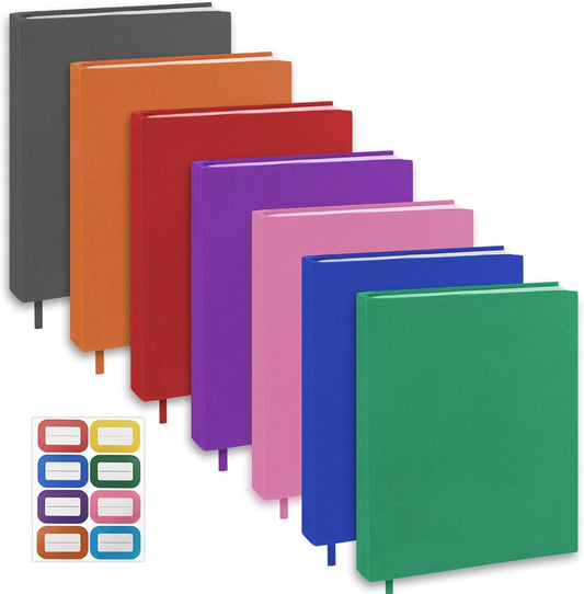 KICNIC Jumbo Book Covers 7 Pack, 9x11 Inch Stretchable Book Sox Suitable for Most Hardcover Books, Up to 10 Inch x 12.5 Inch, Washable and Reusable Protective Textbook Covers with Label Sticker