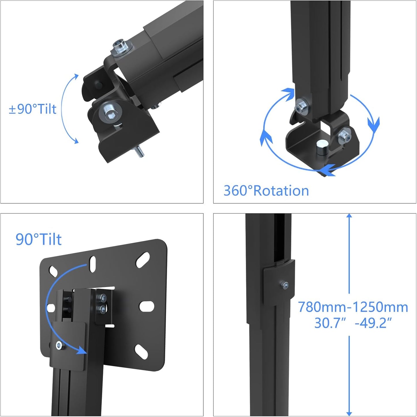suptek 49inch Extended Mini Projector Ceiling Mount Adjustable Wall Mount with Thread Adapters for Projector DVR Camera (PR05LMINIB)