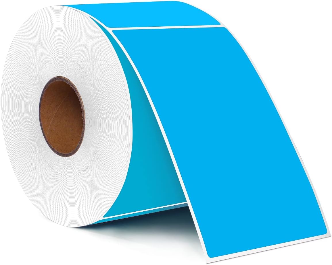 PARLAIM 3 X 5 Inch Rectangle Permanent Adhesive Color Coding Stickers,Square Sky Blue Inventory Stickers -500 Per Dispenser Box(Sky Blue)