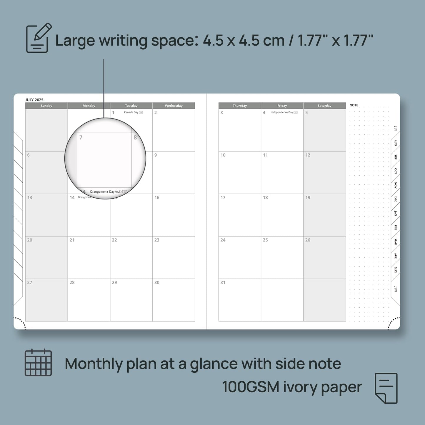 POPRUN Planner 2025-2026 (Large 8.5''x 10.5''), Horizontal Weekly Notebook Jul.2025 - Jun.2026, Academic Appointment Book with Monthly Tabs, Leather Hardcover, Inner Pocket, 100 GSM - Aquamarine