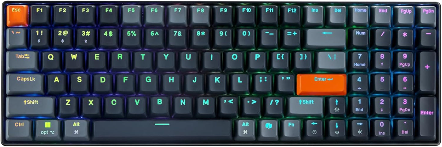 ADESSO EasyTouch 1200 Wired/Wireless/Bluetooth Multi-OS Illuminated Mechanical VIA Mini Keyboard with Copilot Ai Hotkey