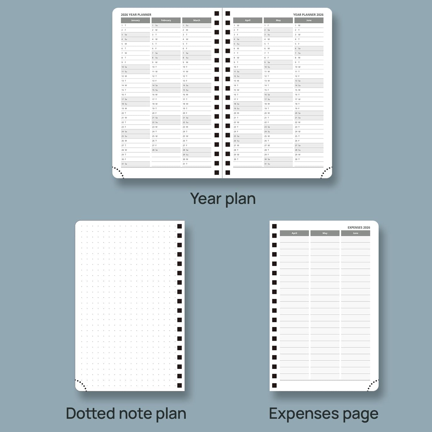 POPRUN Pocket 2026 Planner (Small Size- 4'' x 6.25'') Weekly and Monthly for Purse - Calendar 2026 (Jan. 2026 - Dec.2026) with Soft Cover, Plastic Ruler - Black