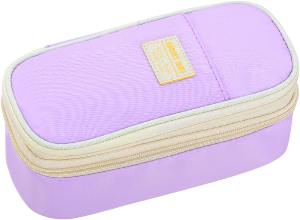Pencil Case Aesthetic Pencil Bag with Zipper Pencil Pouch Big for Girls Kids Teens Adults Stationery Pencil Case Organizer for School Purple