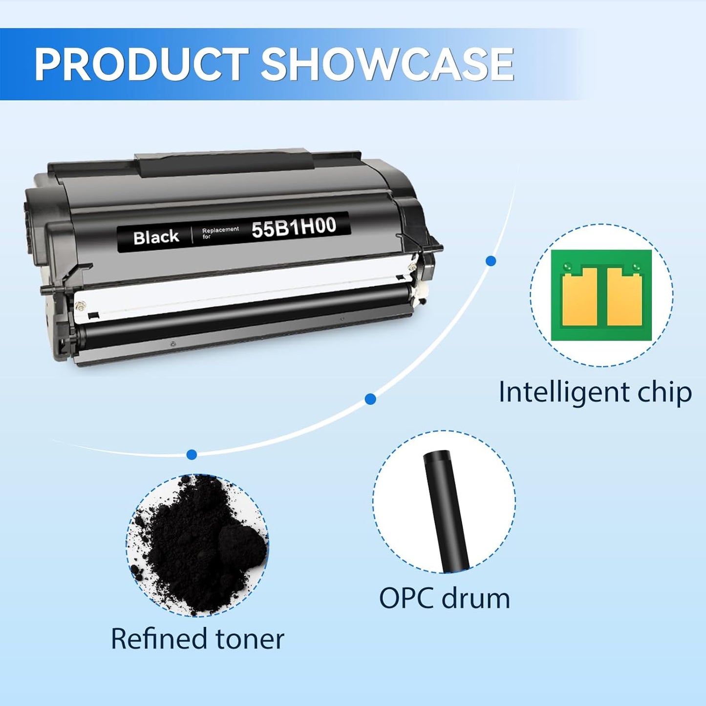 myCartridge Remanufactured Toner Cartridge Replacement for Lexmark 55B1H00 Works for MS331 MS331dn MX331 MS431 MS431dn MS431dw MX431 MX432 MX331adn MX431adn MX431adw Printer (1 Black)