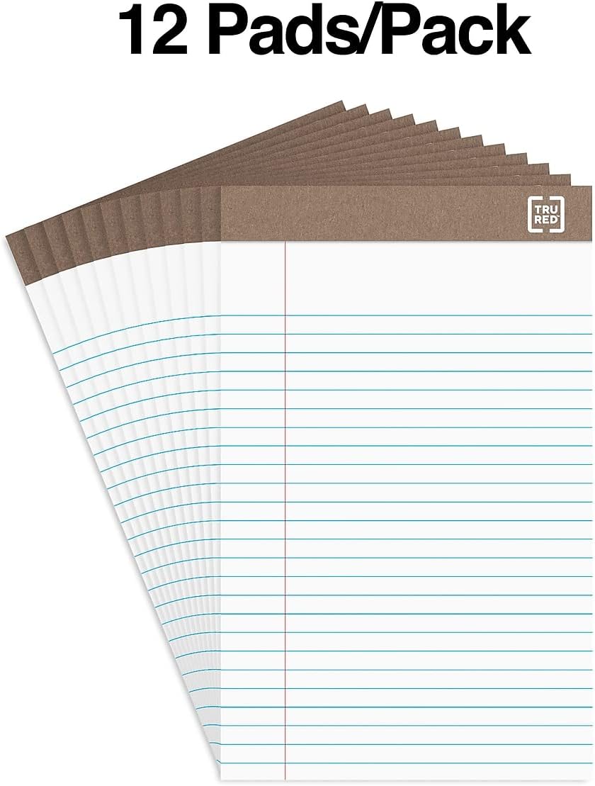 STAPLES 491461 Notepads 5-Inch x 8-Inch Narrow White 50 Sheets/Pad 12 Pads/PK (18592STP)