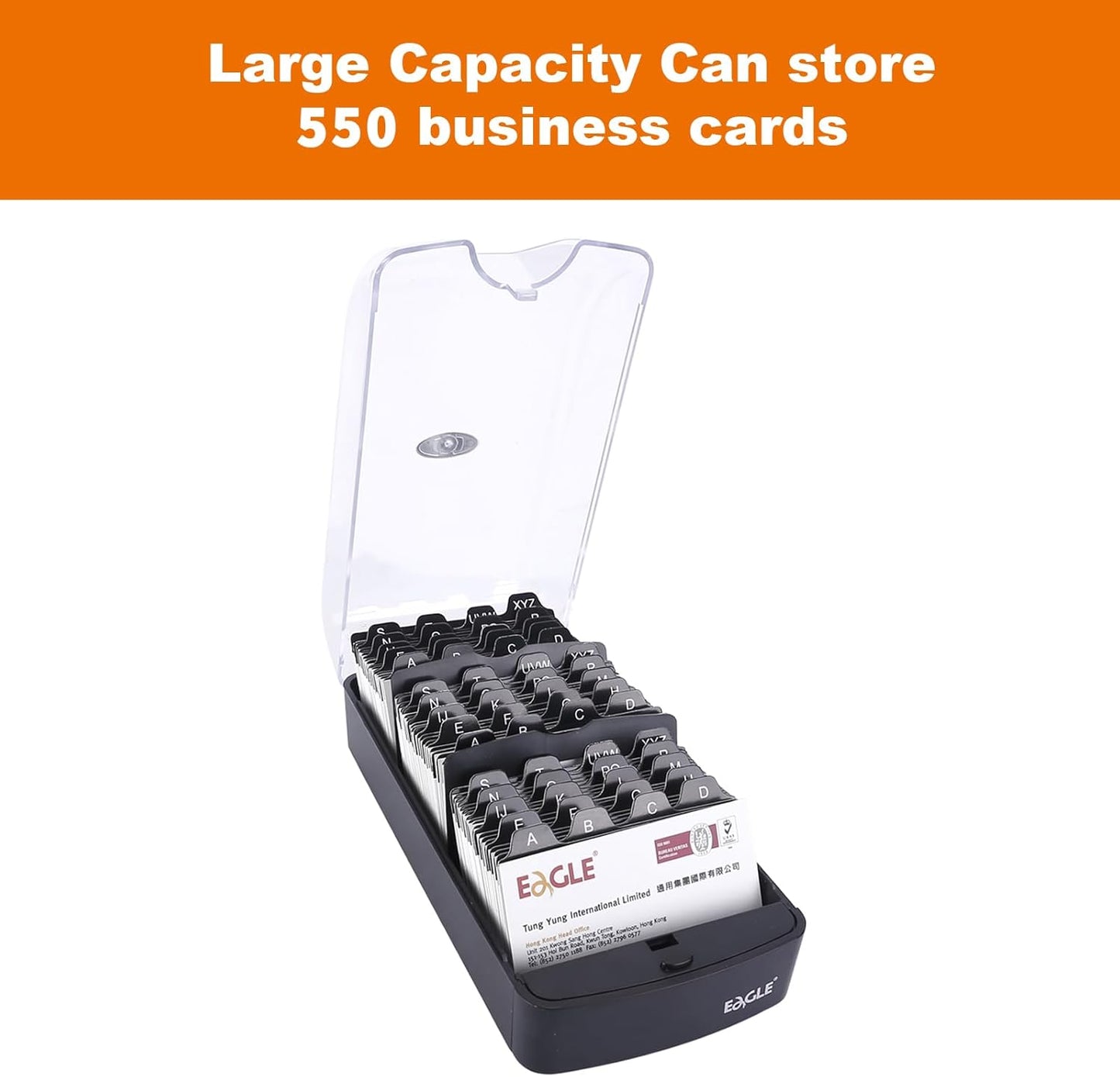 Eagle Business Card Box, Push-Button,Storage up to 550 Cards (Medium)