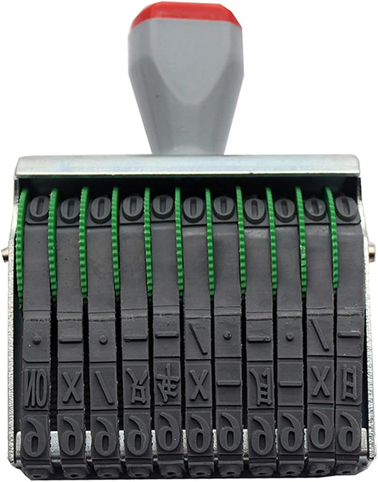 ZENG 11 Line Changeable Numbers 0-9 & Symbol Rubber Stamp, Fit for Date,Business Office & School Supplies, Imprint Size 68 x 7 mm, Multicolor