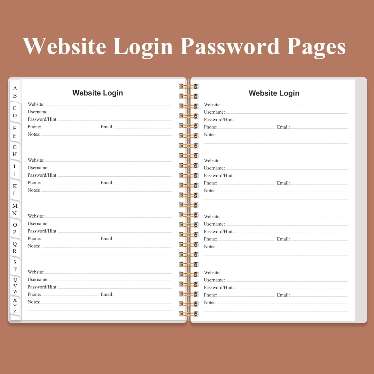 Address Book with Alphabetical Tabs - A5 Telephone & Address Book with Address Contacts, Special Date, Phone, Birthday & Internet Login Password for Home and Office, 6.2" x 8.5", Rose Leaf