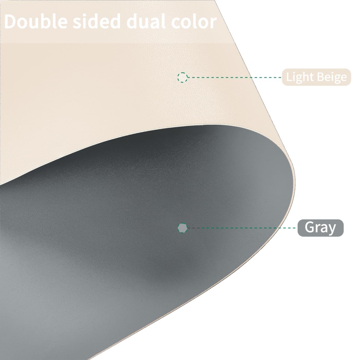 Leather Table Cover,1.8mm Thick,16x72 Inch Desk Cover,Dresser Cover Top,Dresser Protector Top,Dresser Cover,End Table Cover.(Off White+Light Gray,16x72)