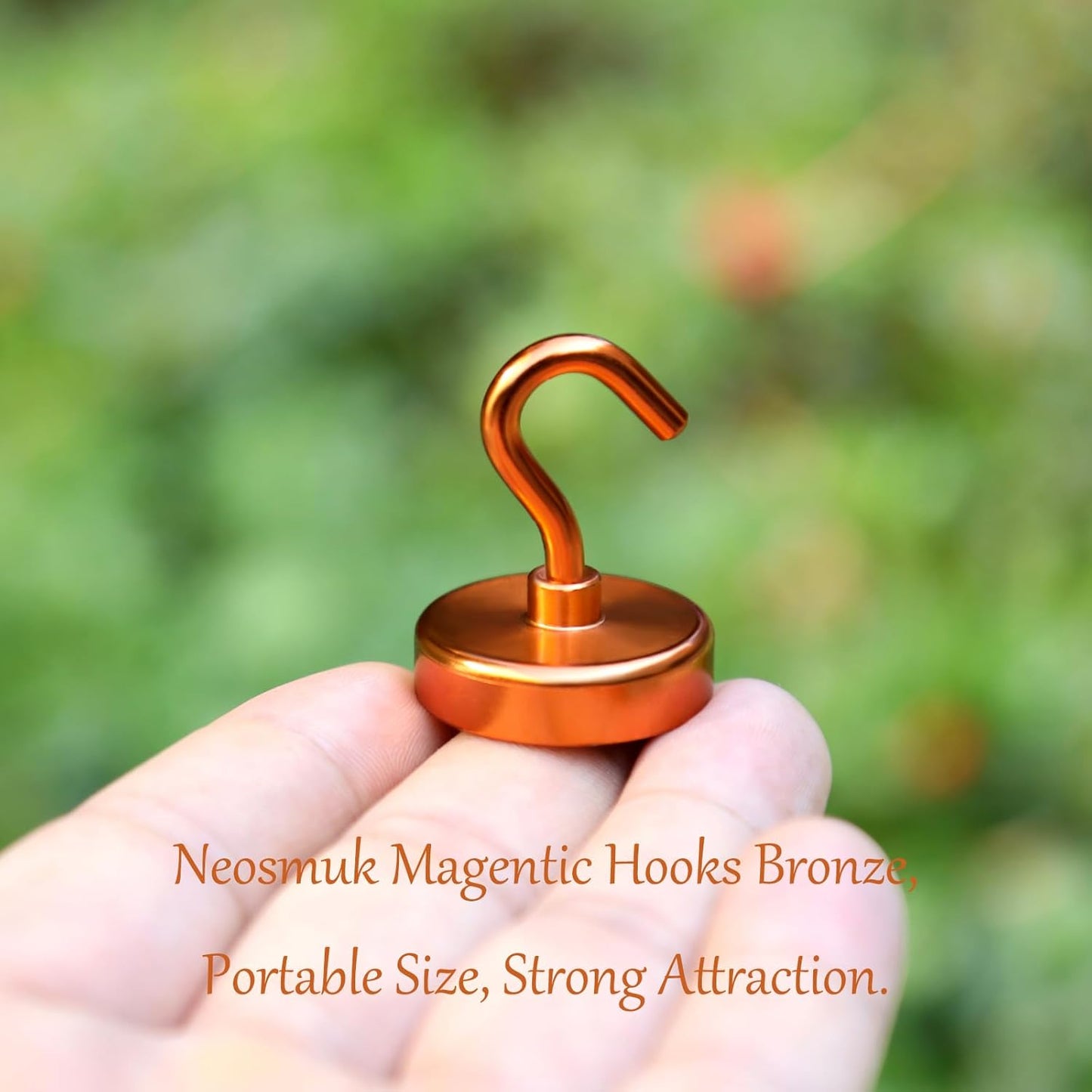 Neosmuk Magnetic Hooks Heavy Duty,Strong Magnet with Hook for Fridge, Super Neodymium Extra Strength Industrial Hooks for Hanging, Magnetic Hanger for Toolbox, Cruise, Grill(Bronze,4 Pack)