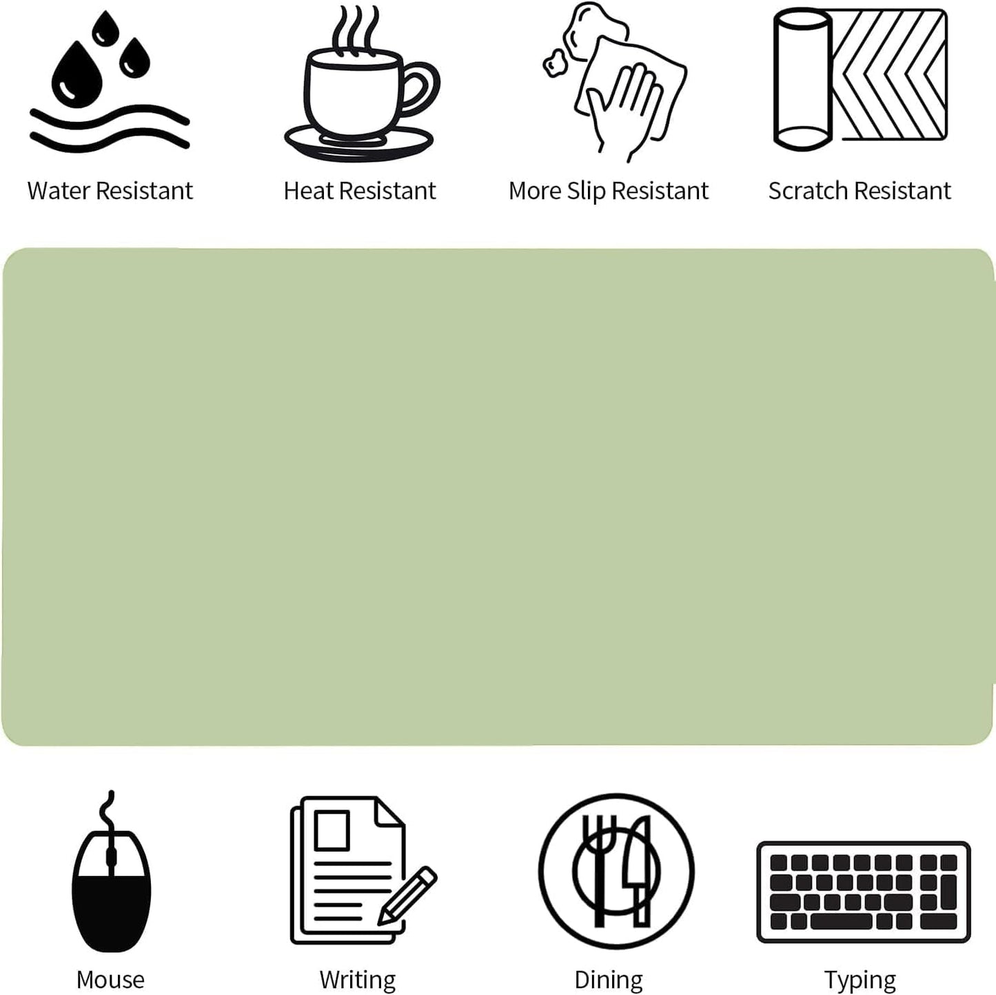 Bloss Green Desk Mat, Mouse Pad, Waterproof Leather Desk Pad, Desk Matt for Desktop, Non-Slip Desk Pad Mat for Office Work/Home (27.6 x 13.8 Inches)