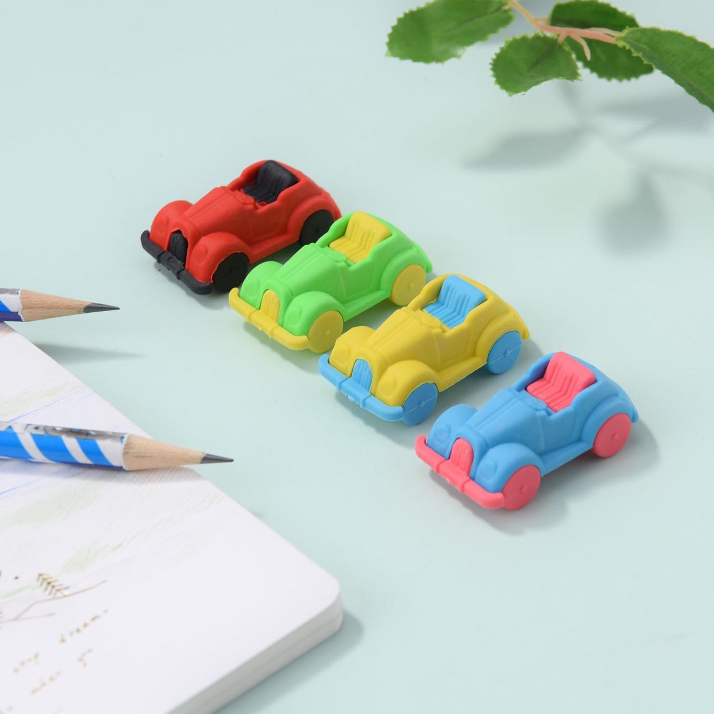 12 Pack Multicolor 3D Car Erasers for Kids, Fun Take Apart Erasers for School Supplies Prize Gifts Party Favors