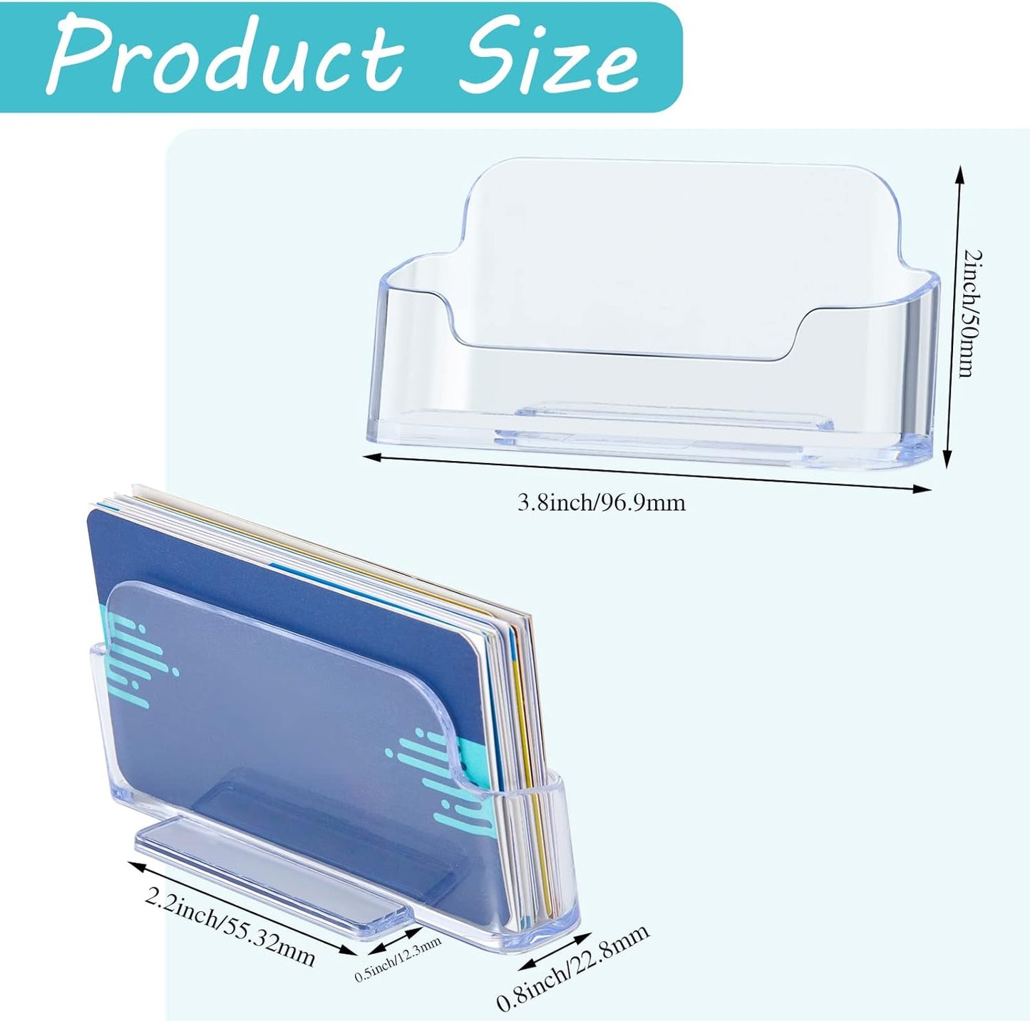 Thenshop 64 Pack Business Card Holder Desktop Business Card Stand Acrylic Holder Stand Clear Postcard Display for Home Office Desk Table (Desktop Style)