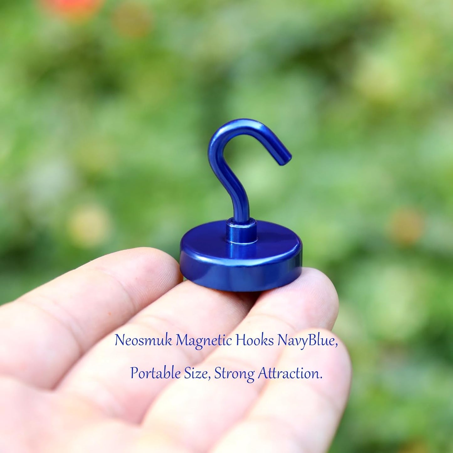 Neosmuk Magnetic Hooks Heavy Duty,Strong Magnet with Hook for Fridge, Super Neodymium Extra Strength Industrial Hooks for Hanging, Magnetic Hanger for Toolbox, Cruise, Grill(Navyblue,4 Pack)