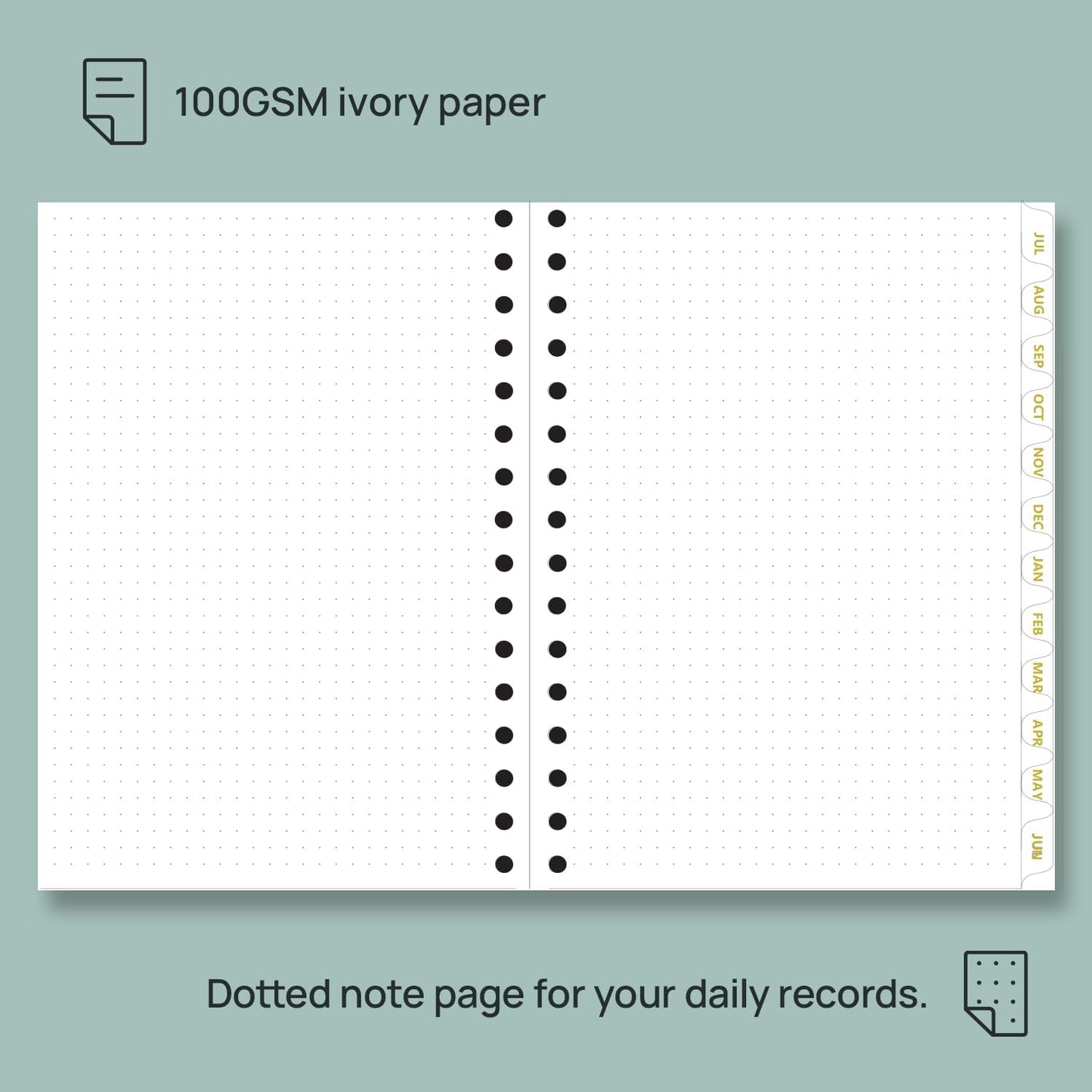 POPRUN Monthly Planner 2025-2026 Spiral Hardcover (6.25'' x 8.5''), 18 Months Calendar (Jul.2025 - Dec.2026)- 2 Pages per Month with Dotted Note Pages, Sunday Start, Laminated Tab - Midnight Green