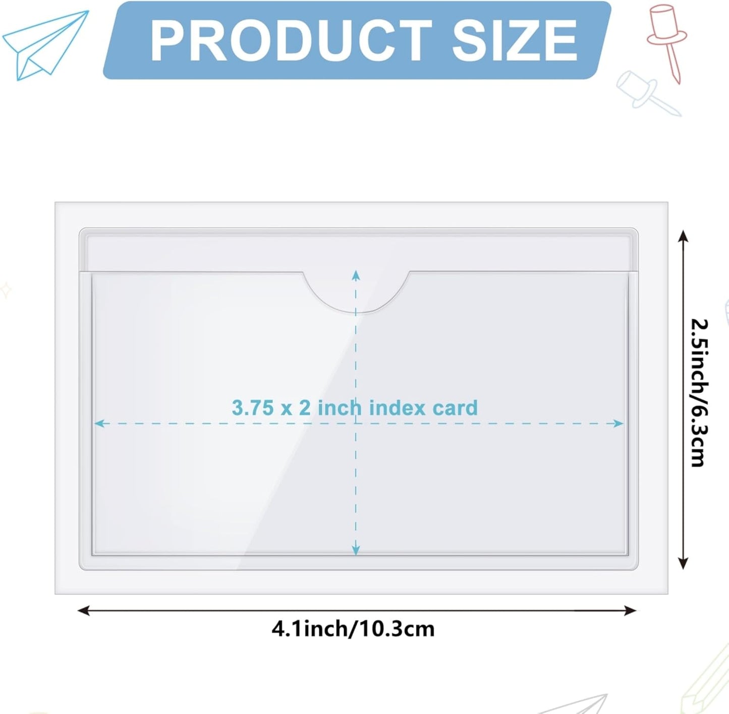 Outus 100 Pcs Clear Self Adhesive Pockets - Bin Labels for Storage Bins, Pocket Label Sleeves, Plastic Index Card Holder with Top Open for Organizing Bins Box Drawer(4.1 x 2.5 Inch)