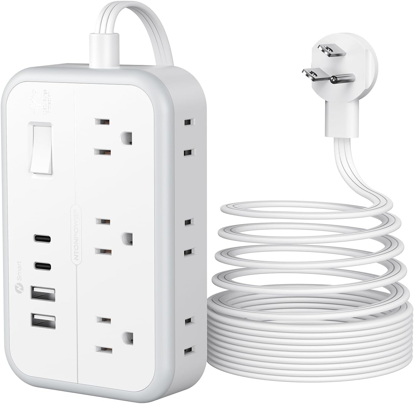 Surge Protector Power Strip 10 ft, Flat Plug Extension Cord with 6 Outlets 4 USB Ports, Outlet Extender Long Cord, Overload Protection, Extension Cord with Multiple Outlets for Indoor, Home, Office