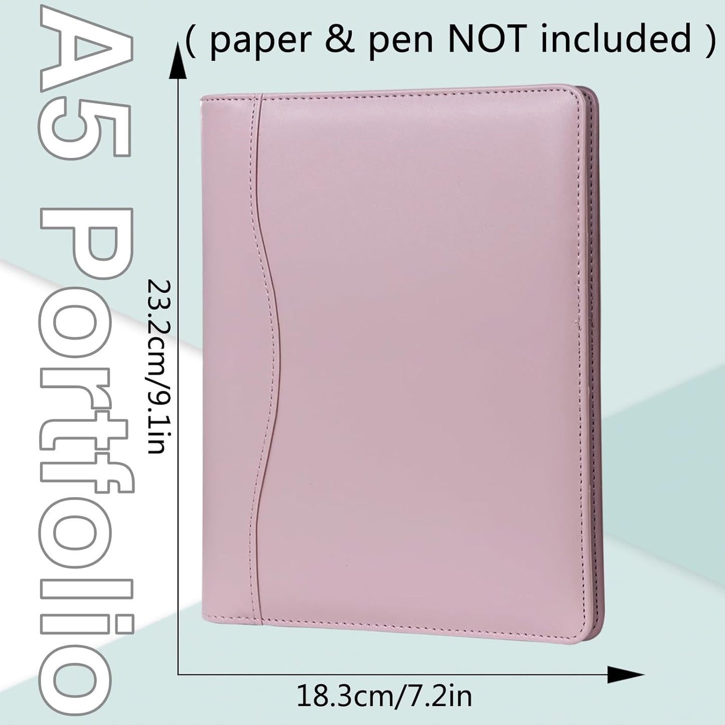 Leather Portfolio Binder 5 x 8, Mini Soft Leather Padfolio A5 Business Binder Legal Writing Pad Junior Size Document Organizer for Present Gift Kid Men Women Pink